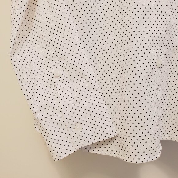 Apt. 9 Essentials White Black Polka Dot Wrinkle-Resistant Button Down Top - 8 - Picture 8 of 14
